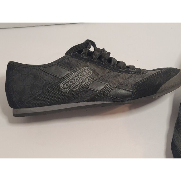 Coach Yolanda Black Suede Canvas Sneakers Womens Sz 7 Comfortable Fashion - Picture 3 of 6